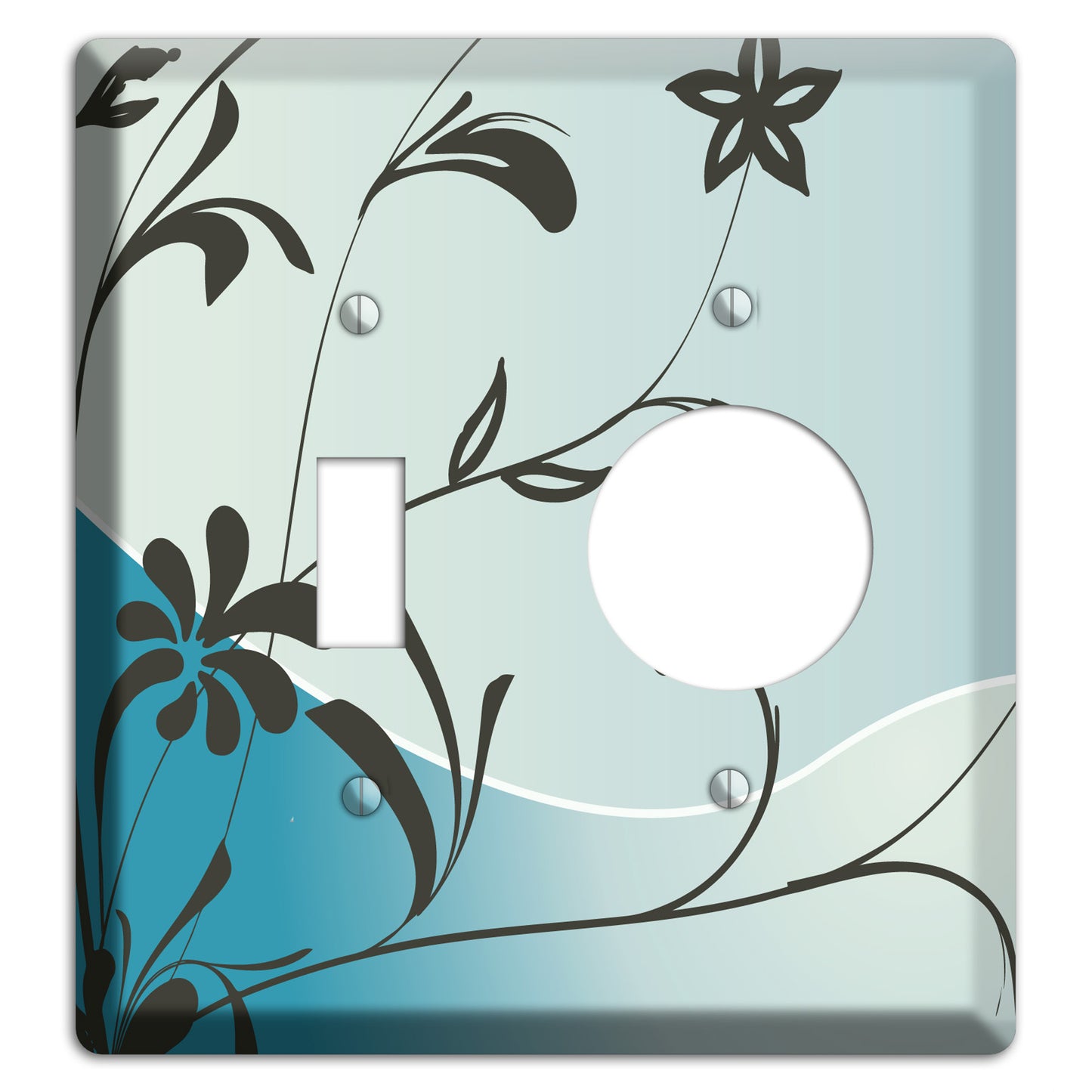 Blue-grey Flowers Toggle / Receptacle Wallplate