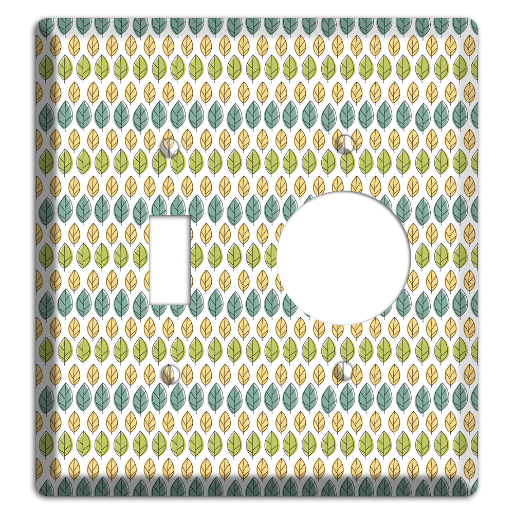 Sage Beige Dusty Blue Leaf Contour Toggle / Receptacle Wallplate