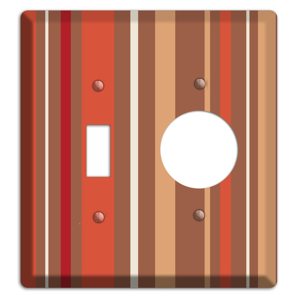 Multi Coral Vertical Stripe Toggle / Receptacle Wallplate