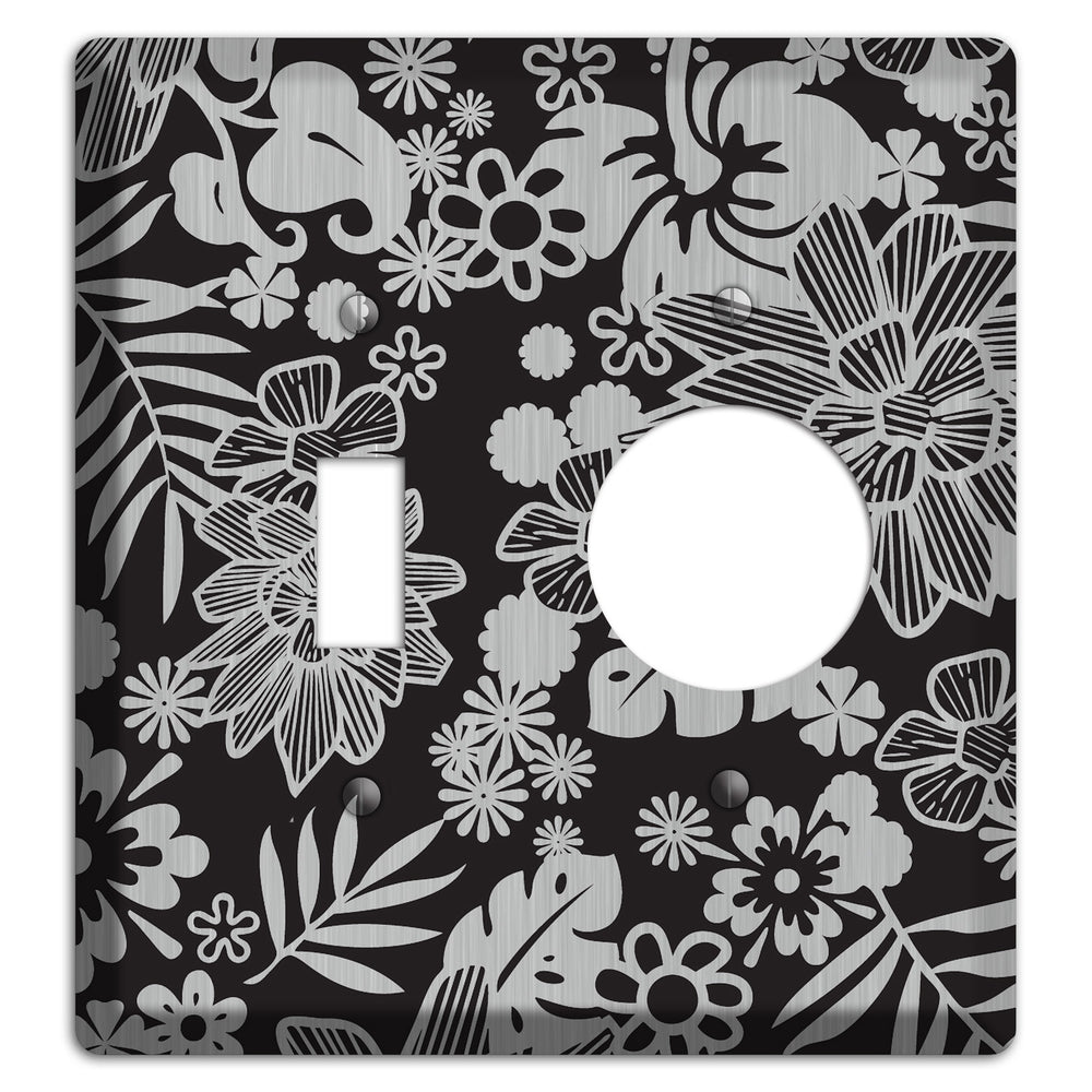 Black with Stainless Steel Tropical Toggle / Receptacle Wallplate