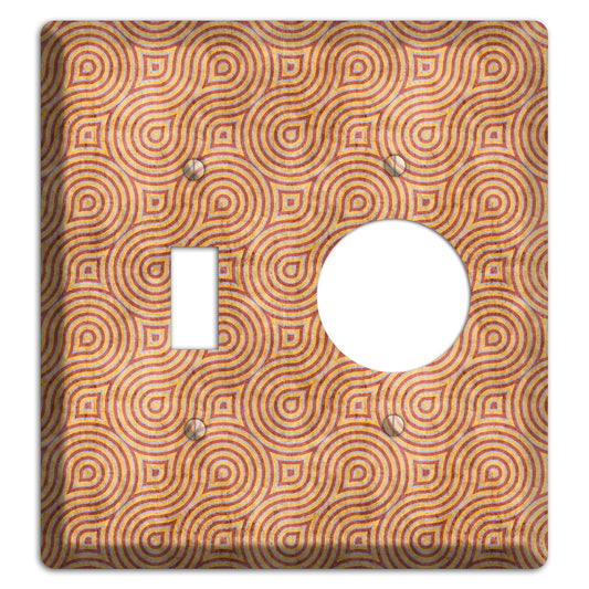 Beige and Red Swirl Toggle / Receptacle Wallplate