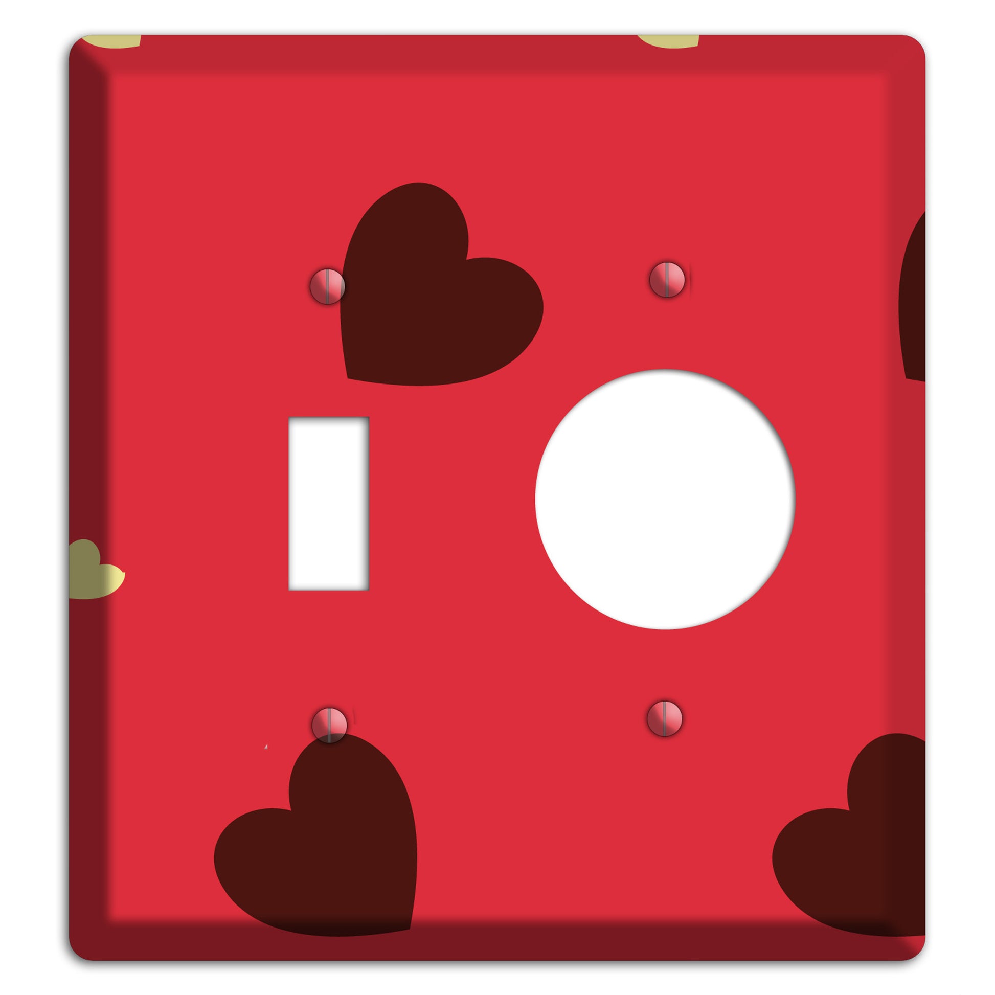 Red with Hearts Toggle / Receptacle Wallplate
