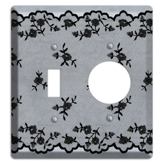 Embroidered Floral Gray Toggle / Receptacle Wallplate