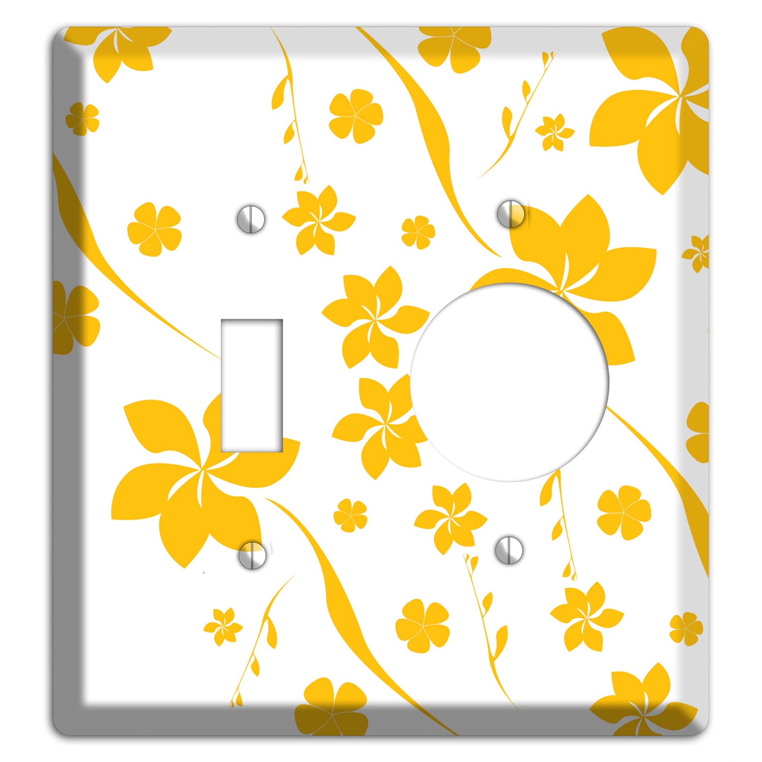White with Yellow Flower Toggle / Receptacle Wallplate