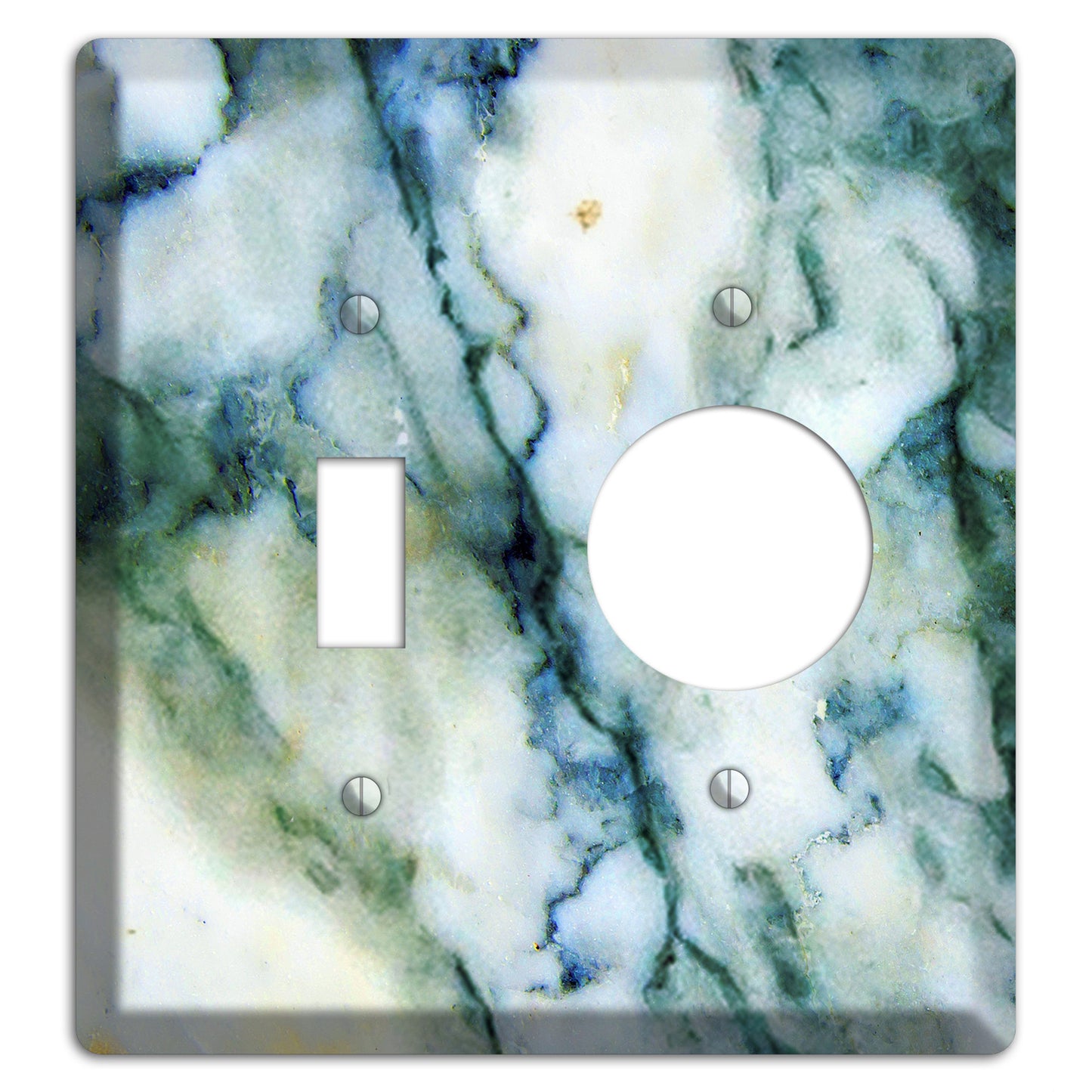 White, Green and Blue Marble Toggle / Receptacle Wallplate