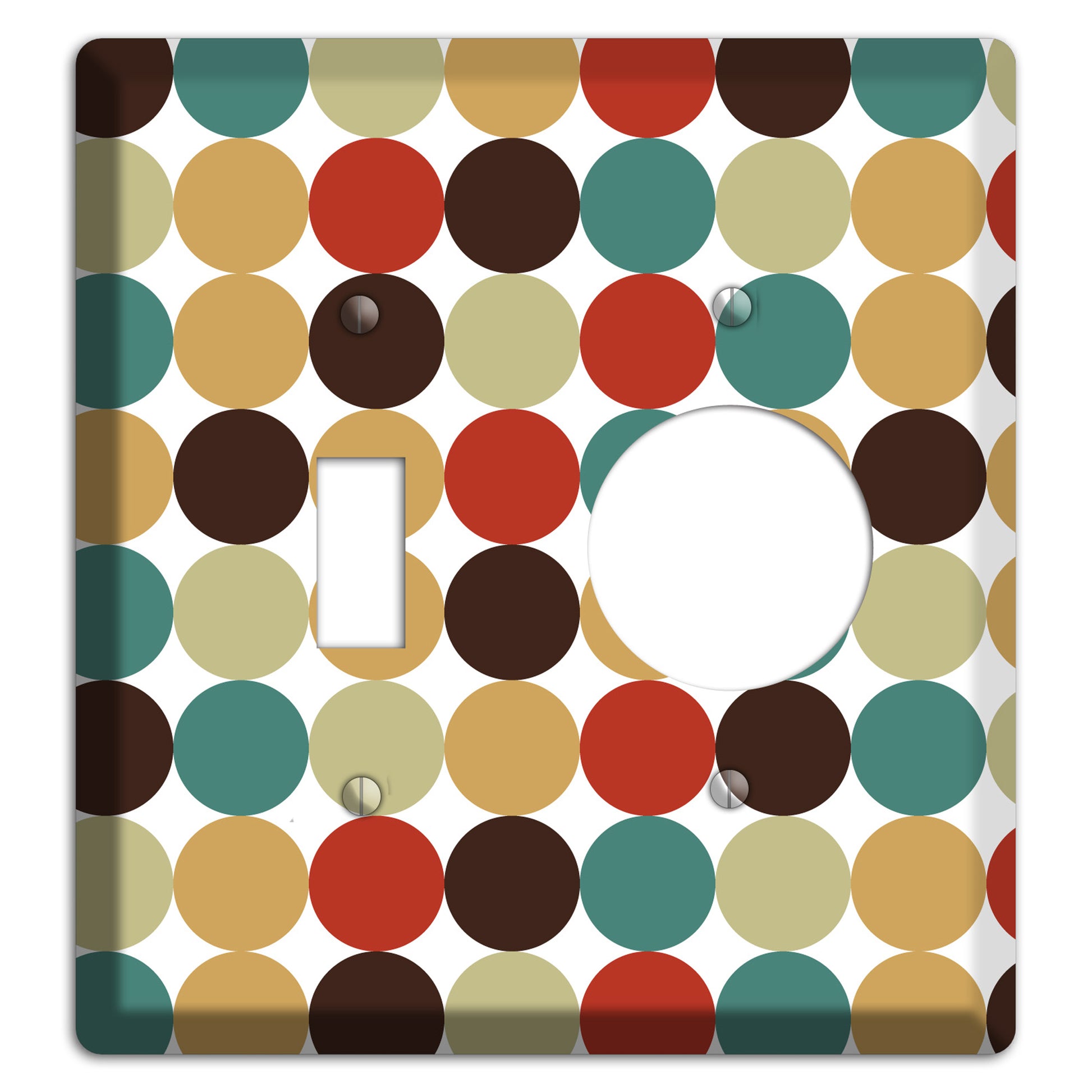 Brown Jade Beige Maroon Tiled Dots Toggle / Receptacle Wallplate