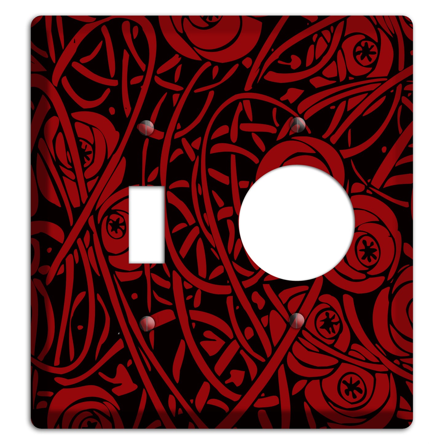 Red Deco Floral Toggle / Receptacle Wallplate