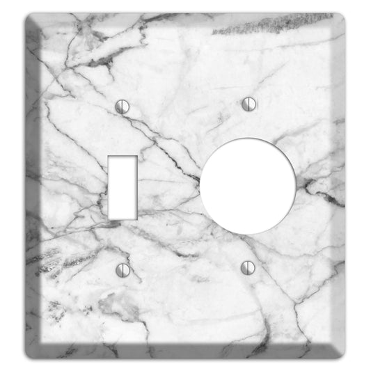 White and Gray Marble Toggle / Receptacle Wallplate