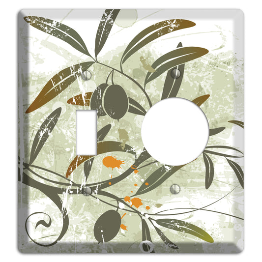Green Olive Foliage Toggle / Receptacle Wallplate