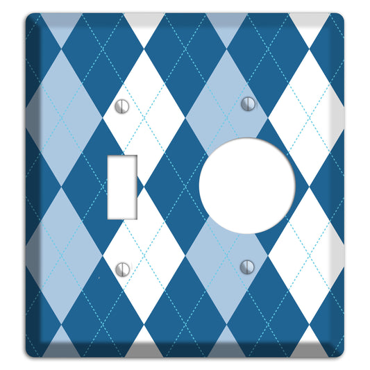 Blue Argyle Toggle / Receptacle Wallplate