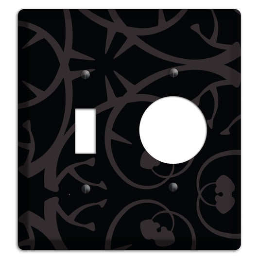 Black with Grey Abstract Swirl Toggle / Receptacle Wallplate