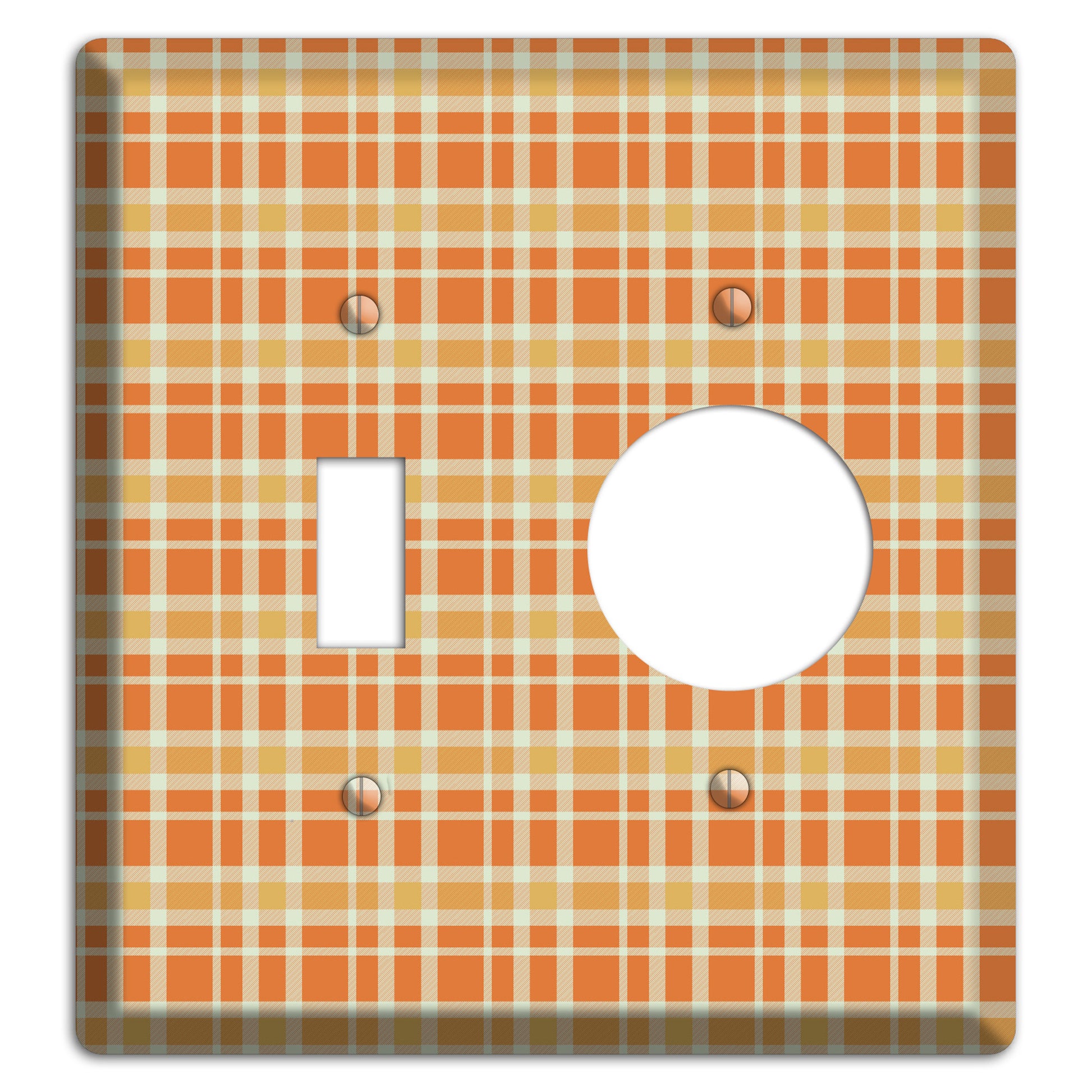 Orange and Beige Plaid Toggle / Receptacle Wallplate