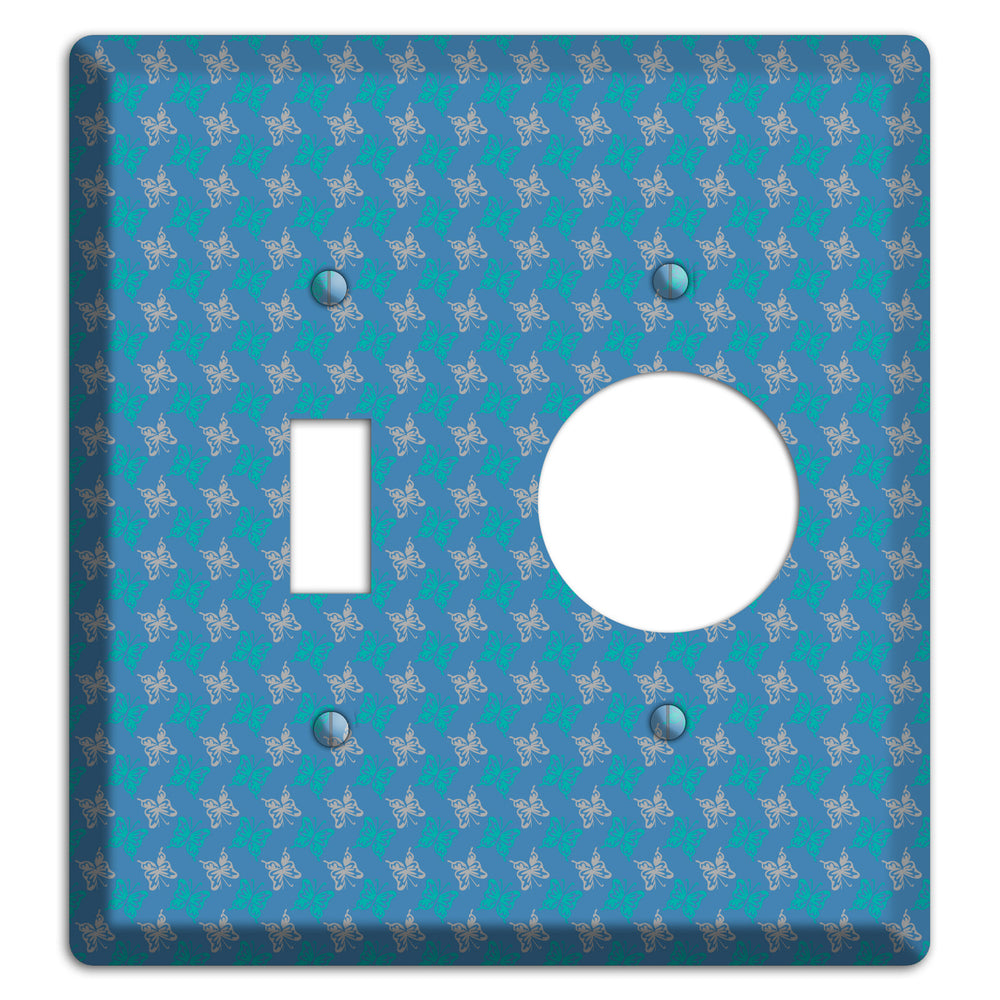 Blue with White and Turquoise Butterflies Toggle / Receptacle Wallplate