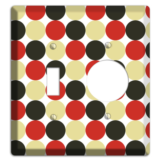 Beige Red Black Tiled Dots Toggle / Receptacle Wallplate