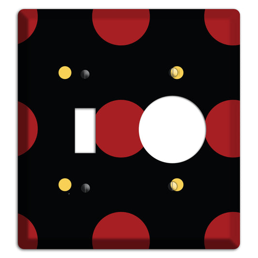 Black with Red and Yellow Multi Tiled Medium Dots Toggle / Receptacle Wallplate