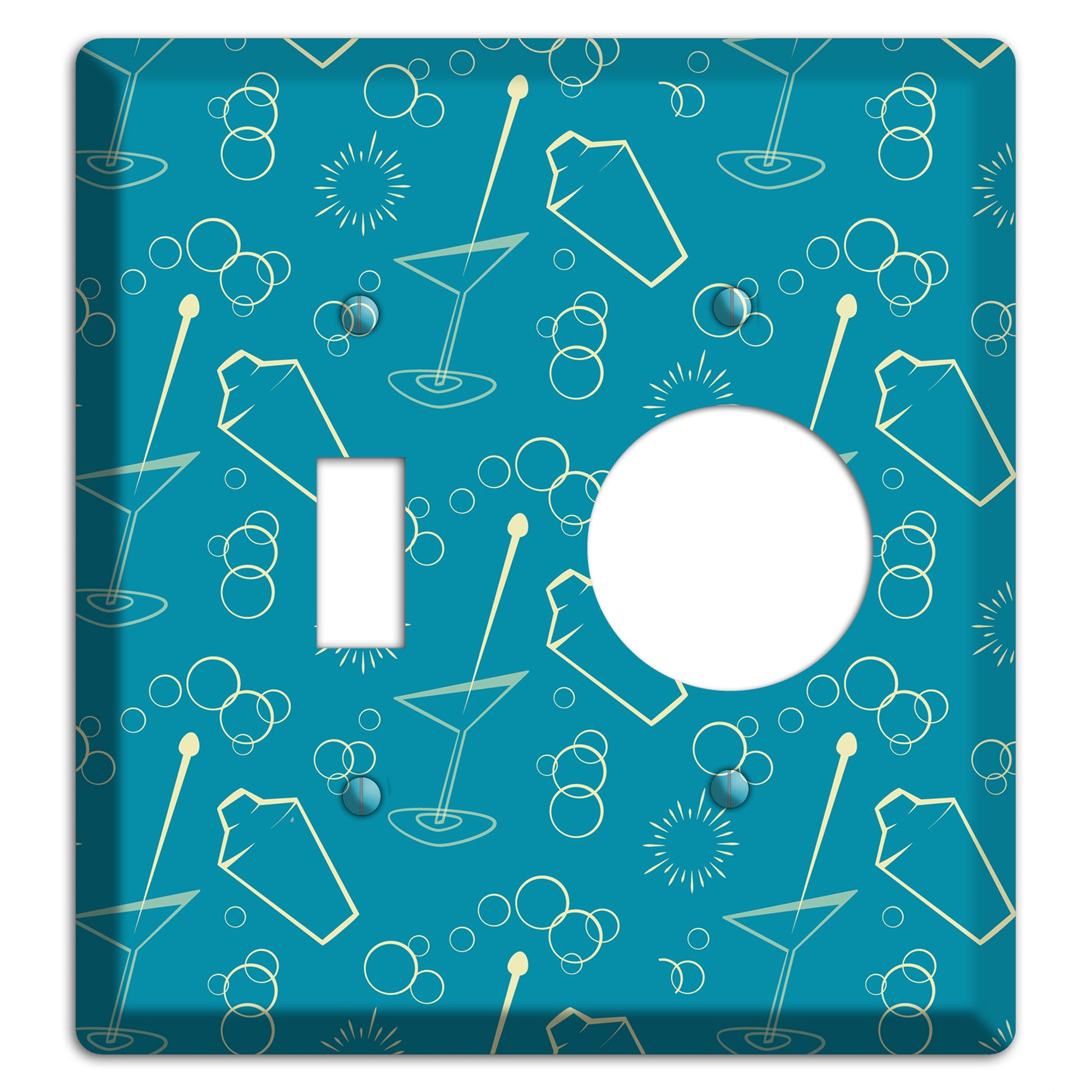 Teal Cocktail Hour Toggle / Receptacle Wallplate