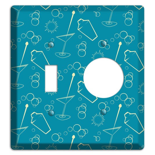Teal Cocktail Hour Toggle / Receptacle Wallplate
