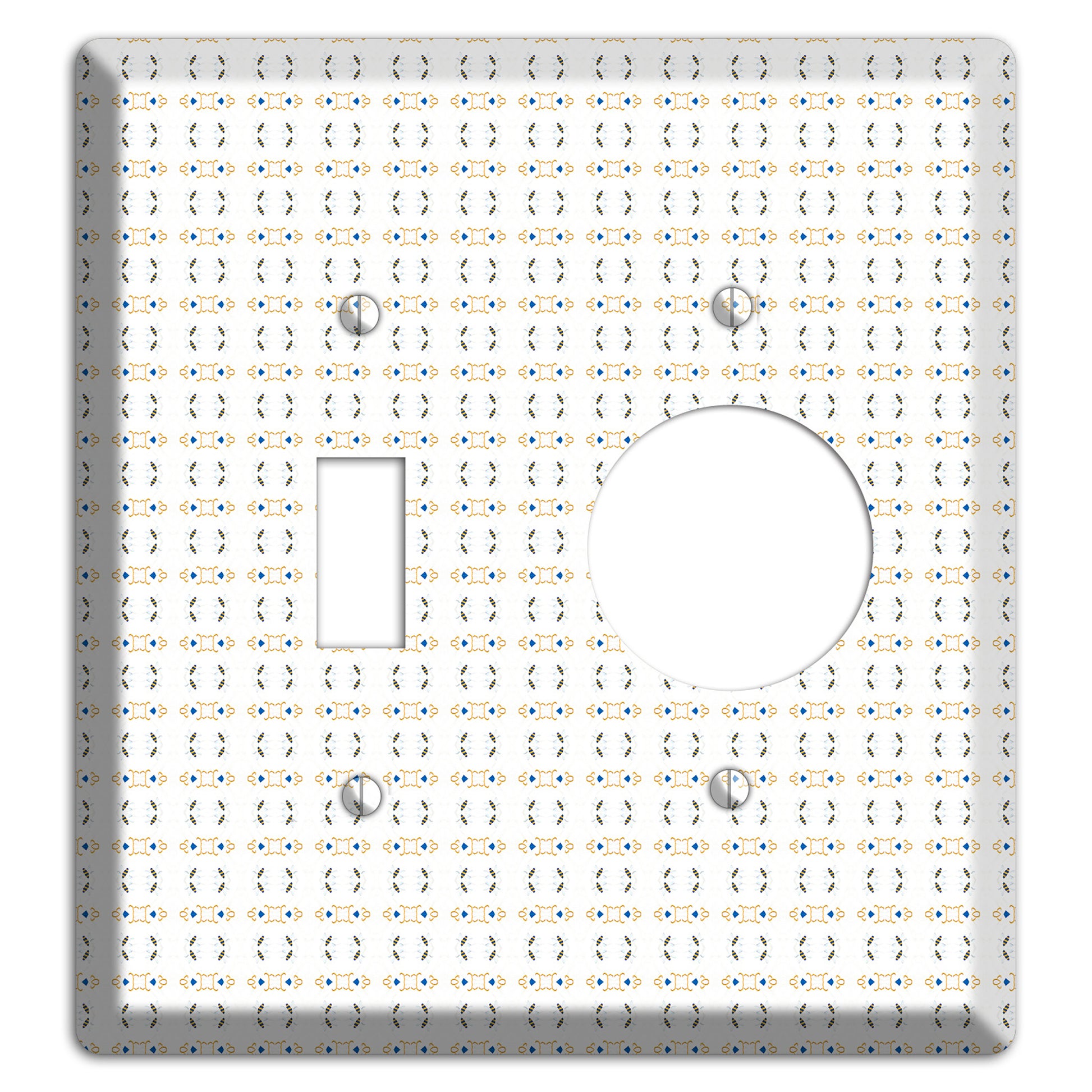 White with Grey and Olive Simple Geometric Toggle / Receptacle Wallplate