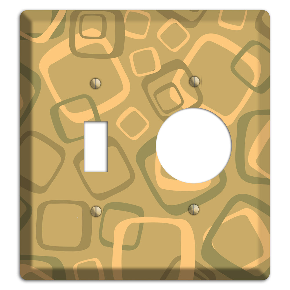 Multi Olive Random Retro Squares Toggle / Receptacle Wallplate