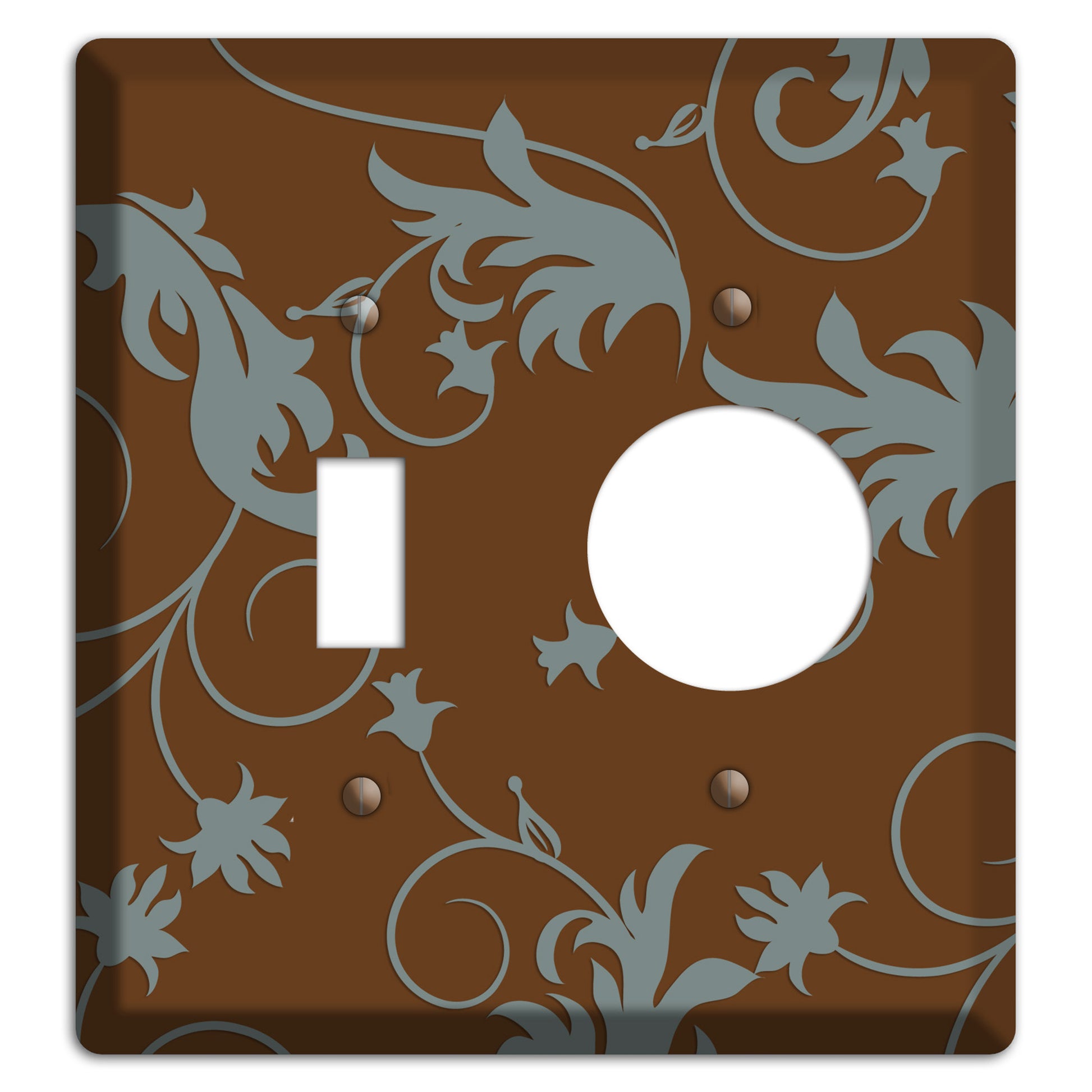 Brown and Grey Victorian Sprig Toggle / Receptacle Wallplate