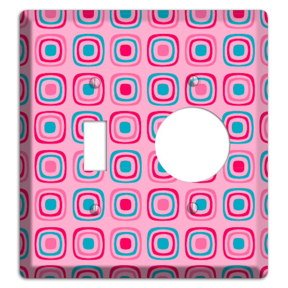Pink and Blue Rounded Squares Toggle / Receptacle Wallplate