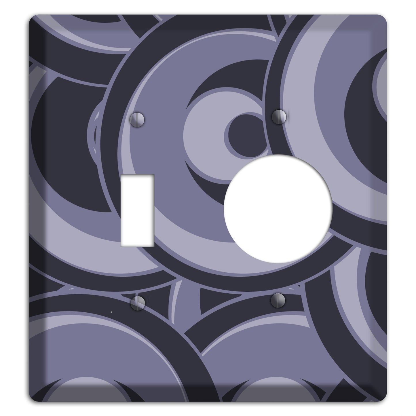 Black and Purple-grey Deco Circles Toggle / Receptacle Wallplate