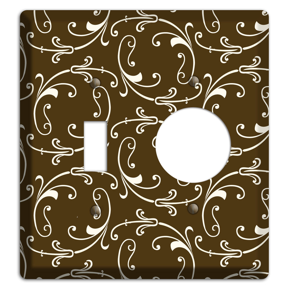 Brown Victorian Sprig Toggle / Receptacle Wallplate