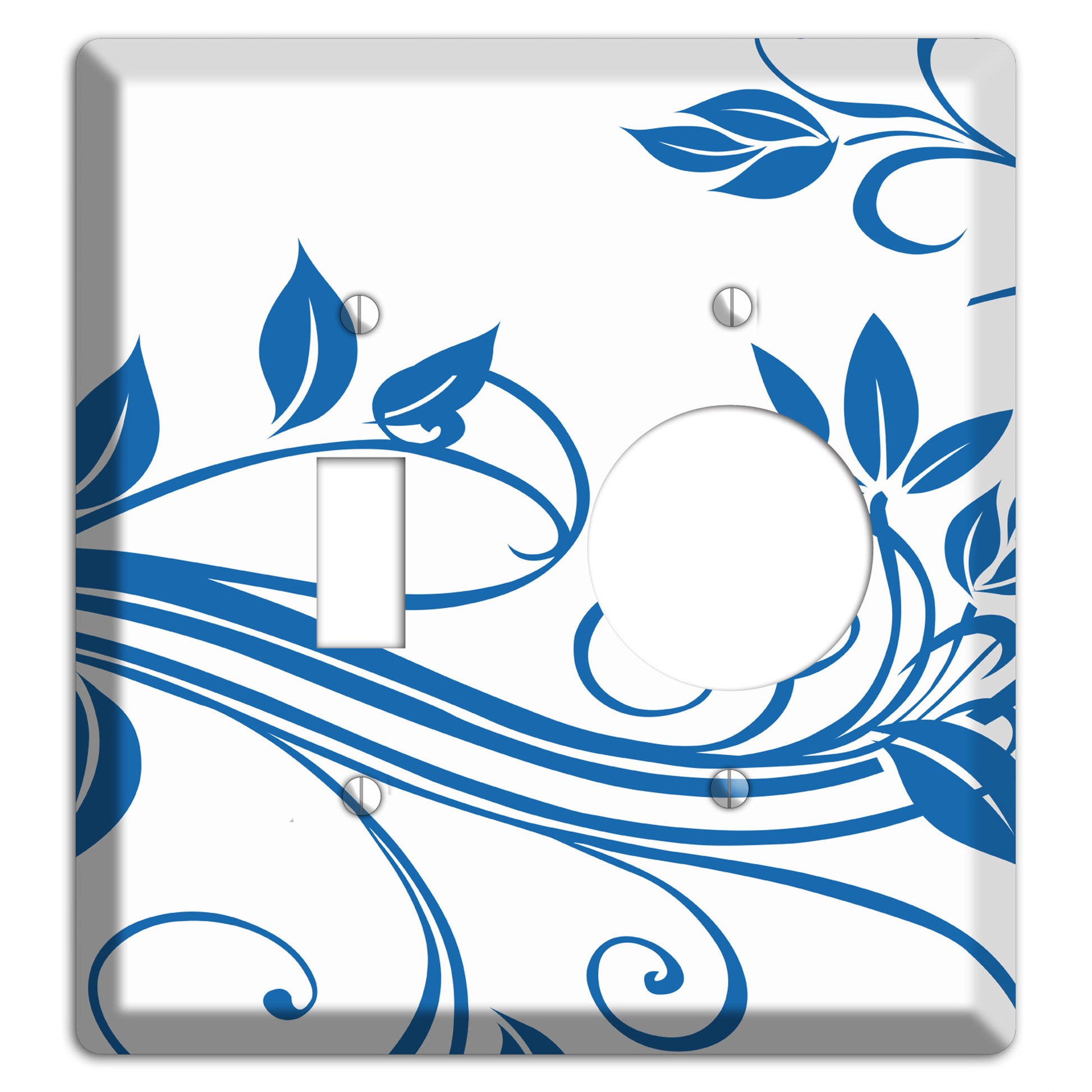 Black and White Sprig Toggle / Receptacle Wallplate