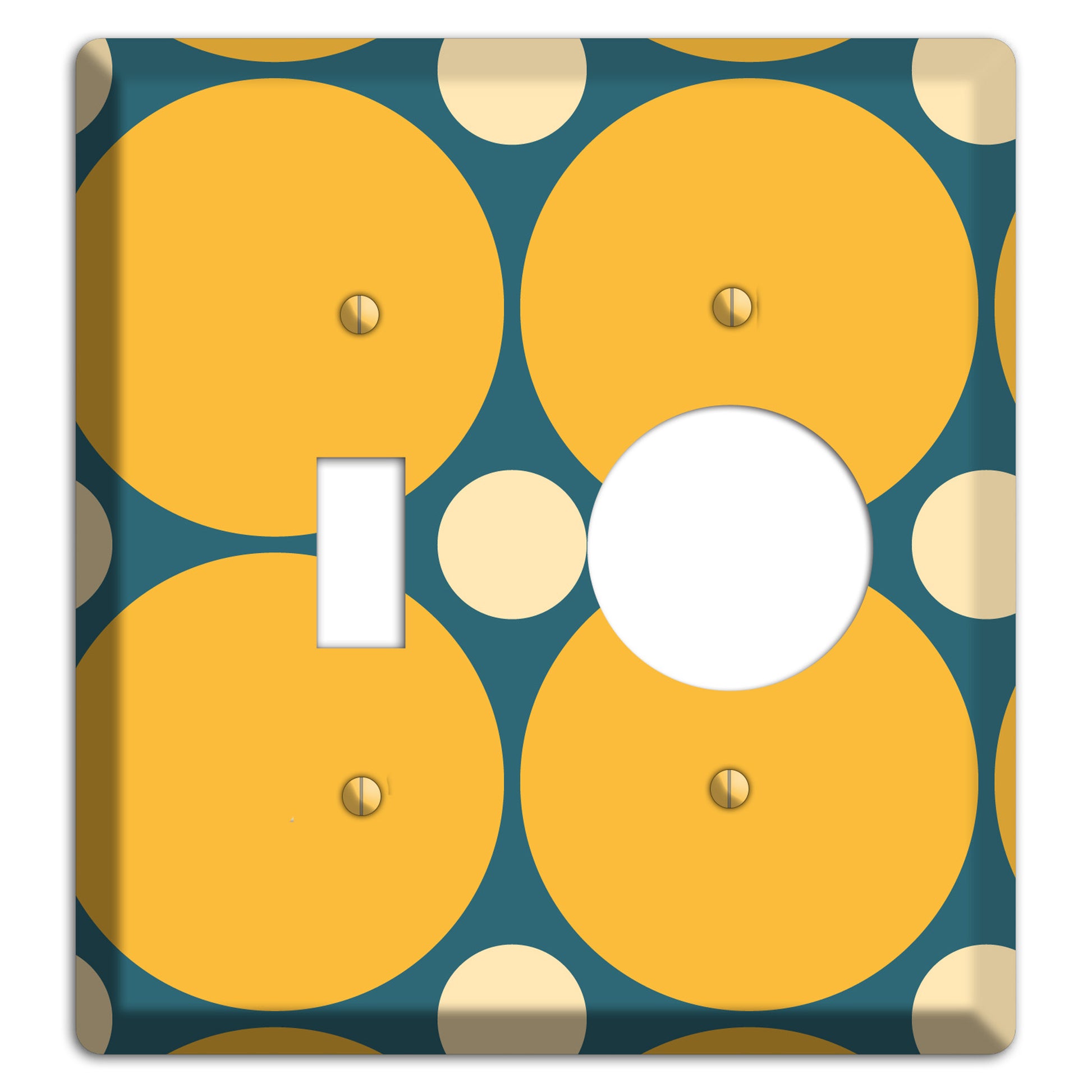 Jade with Mustard and Beige Multi Tiled Large Dots Toggle / Receptacle Wallplate