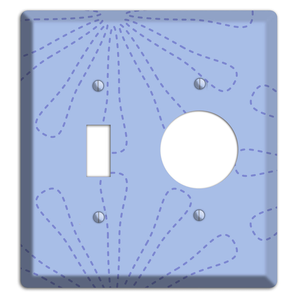 Periwinkle Retro Stipple Floral Contour Toggle / Receptacle Wallplate