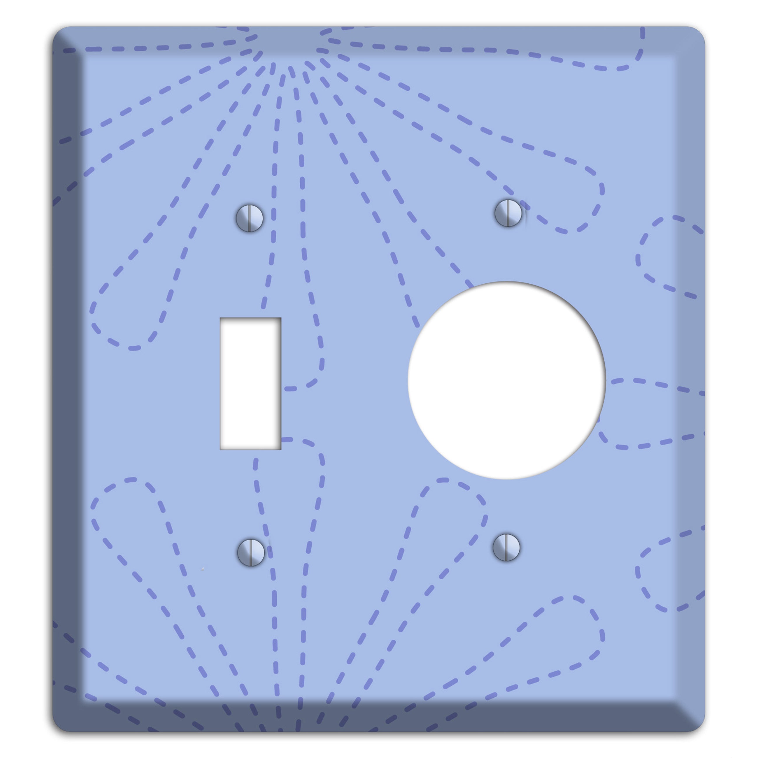 Periwinkle Retro Stipple Floral Contour Toggle / Receptacle Wallplate
