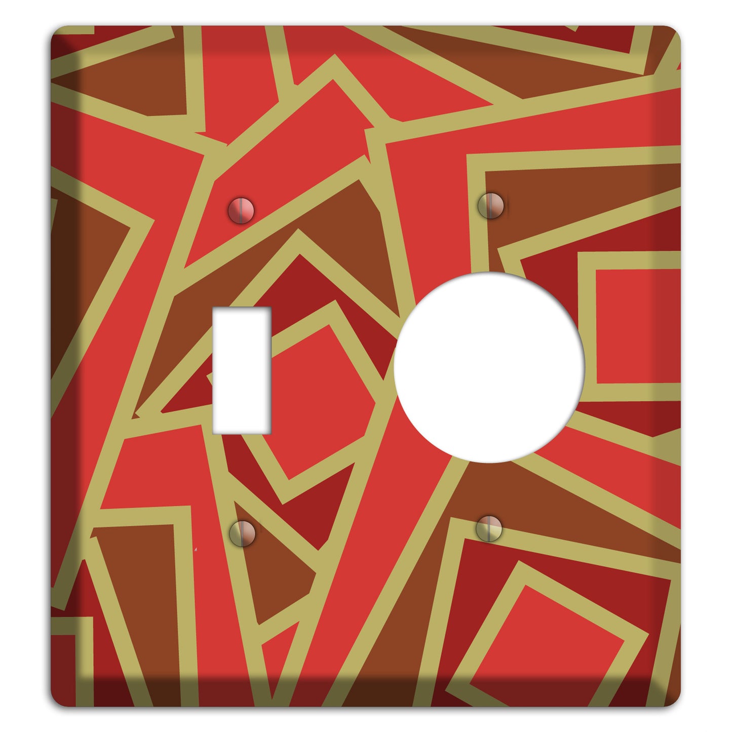 Red and Brown Retro Cubist Toggle / Receptacle Wallplate