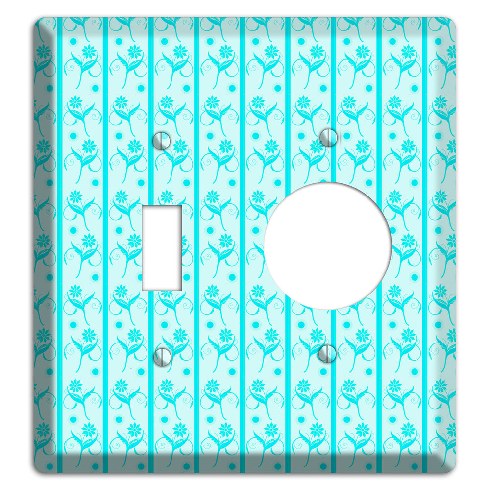 Teal Floral Pattern Toggle / Receptacle Wallplate