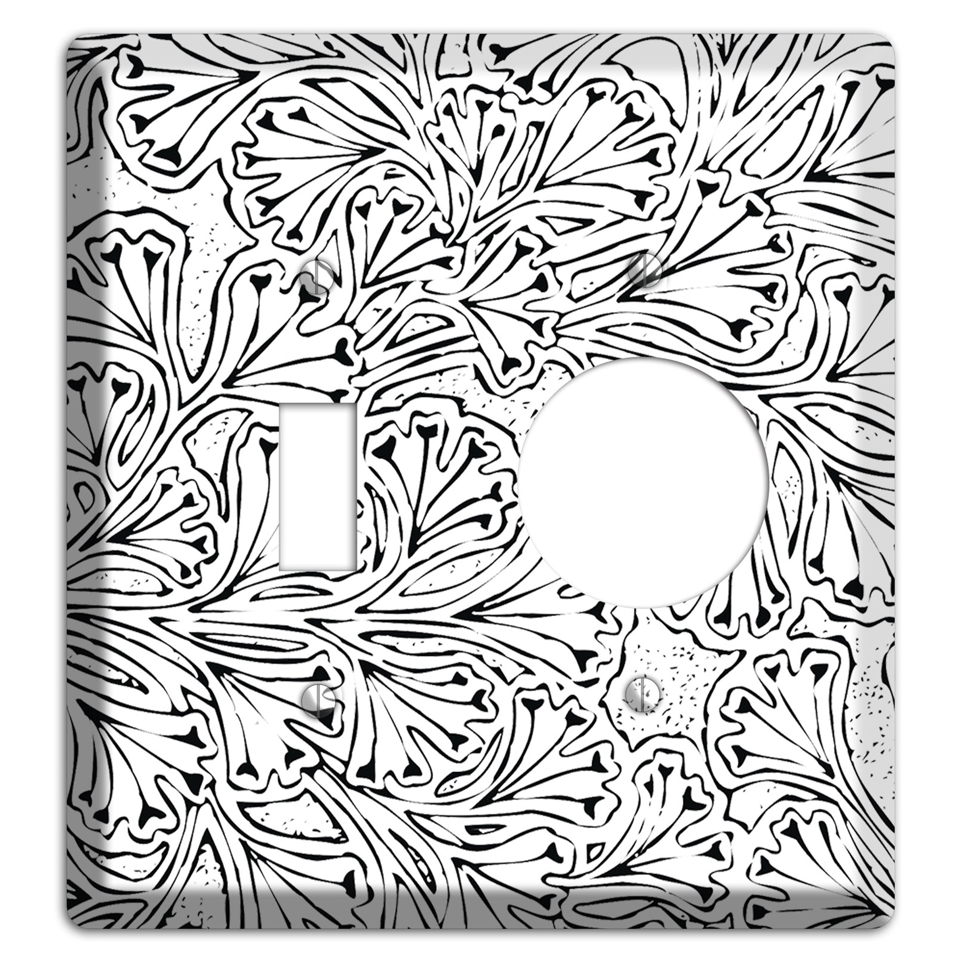 Deco White with Black Interlocking Floral Toggle / Receptacle Wallplate