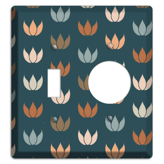 Teal Lotus Print Toggle / Receptacle Wallplate