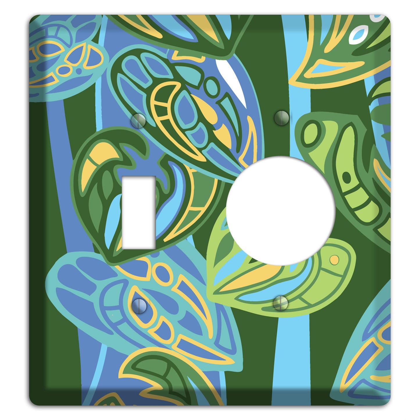 Pacific Blue and Green Toggle / Receptacle Wallplate