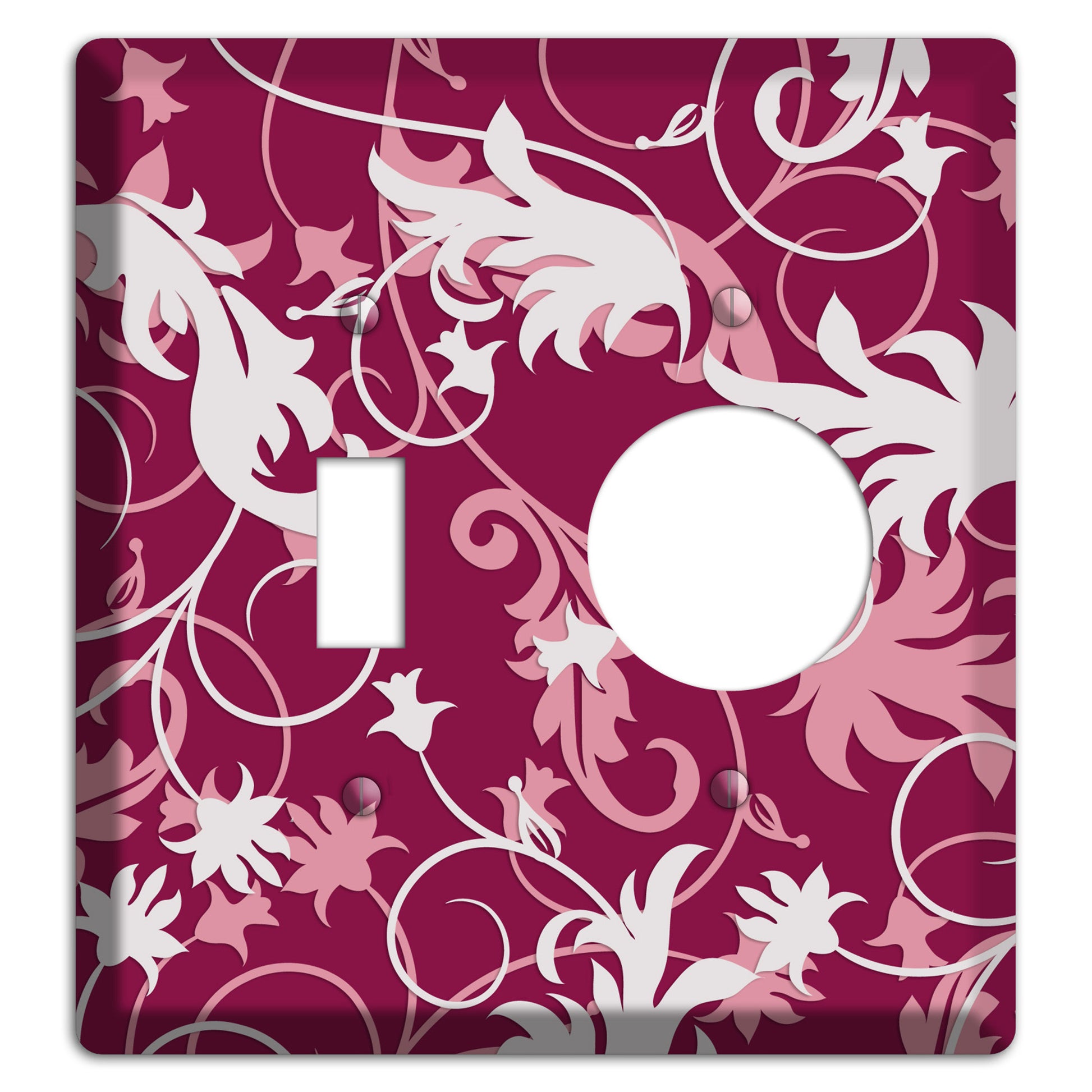 Fuschia and Pink Victorian Sprig Toggle / Receptacle Wallplate