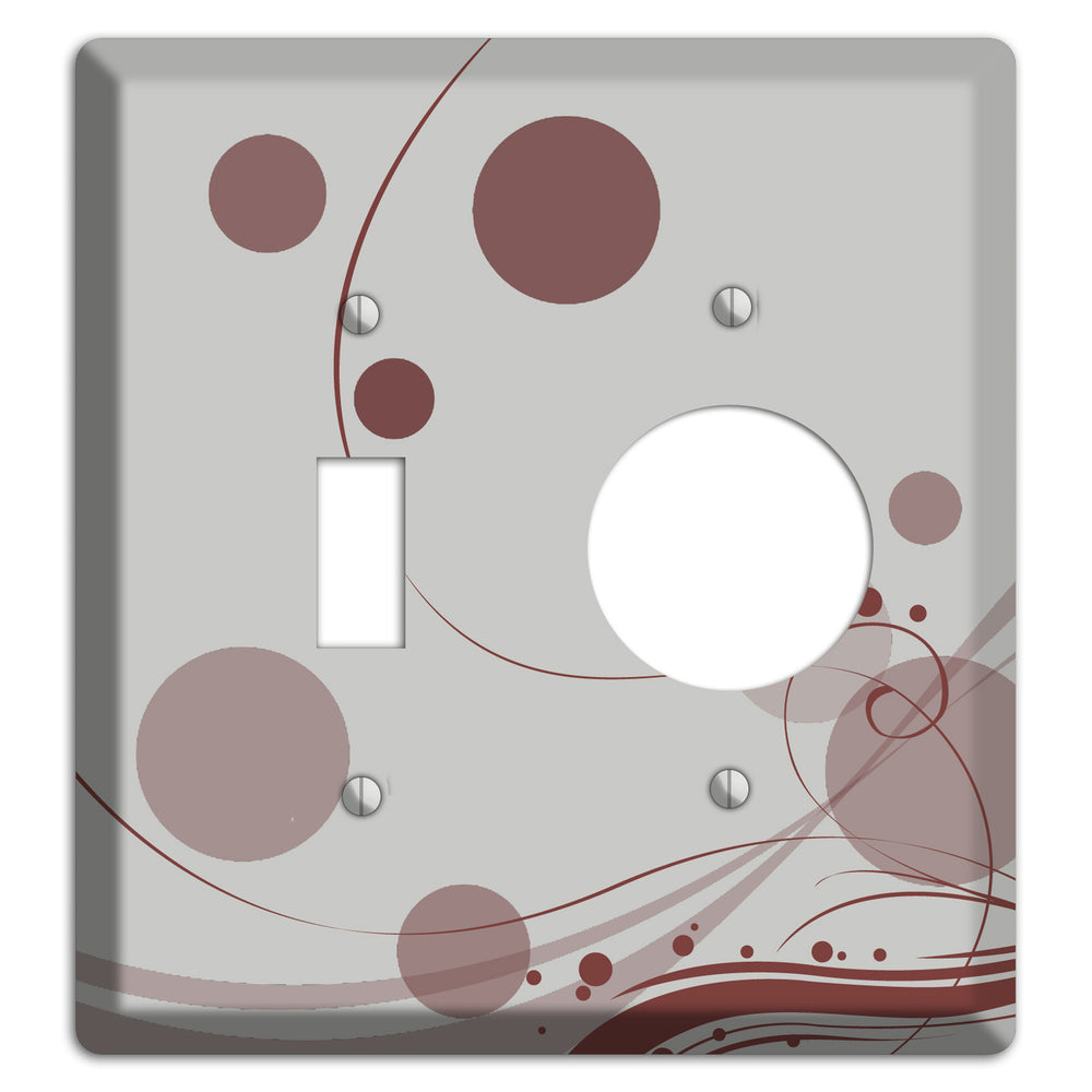 Grey with Maroon Dots and Swirls Toggle / Receptacle Wallplate