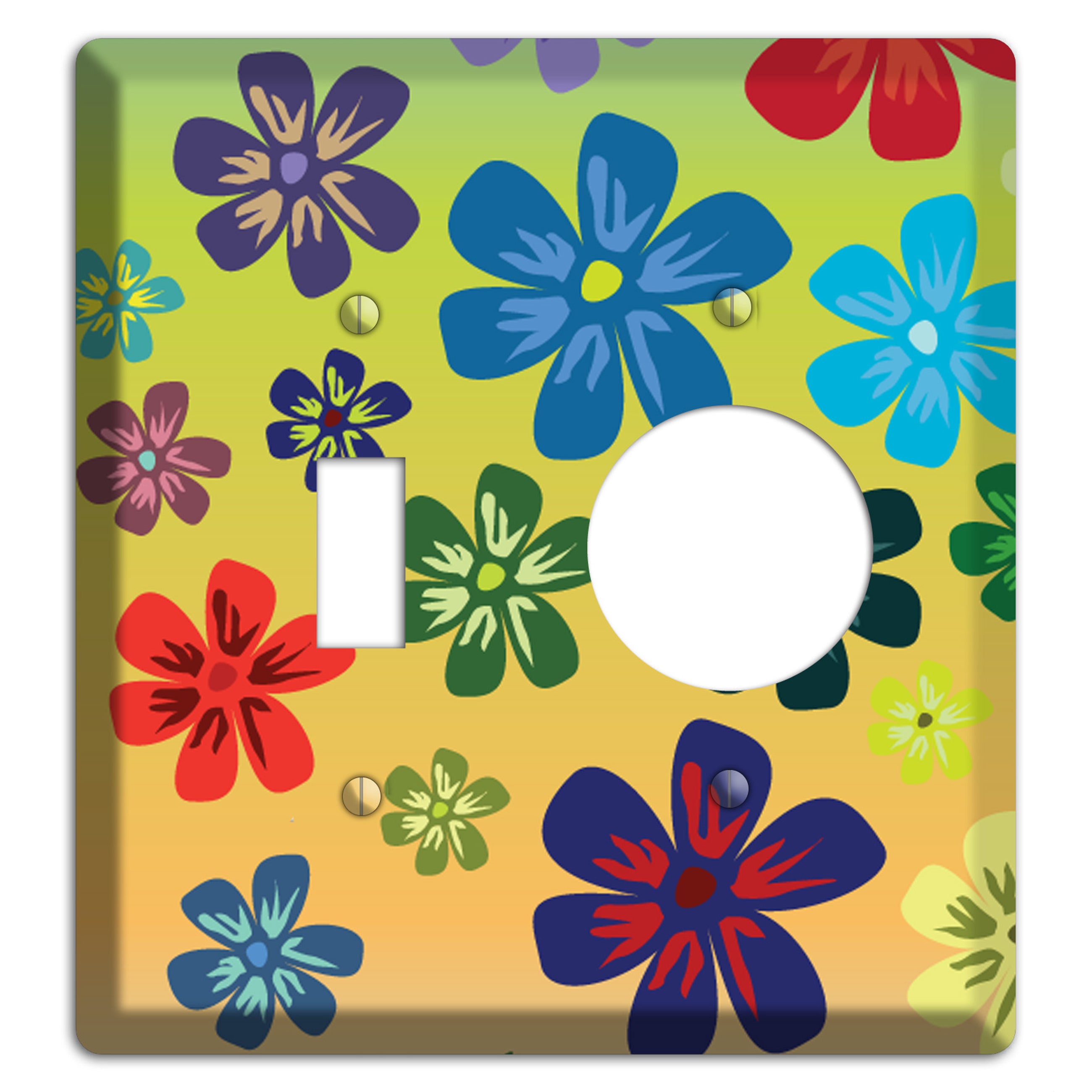Black Flowers Toggle / Receptacle Wallplate