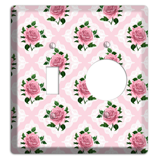 Pink Rose Doily Toggle / Receptacle Wallplate