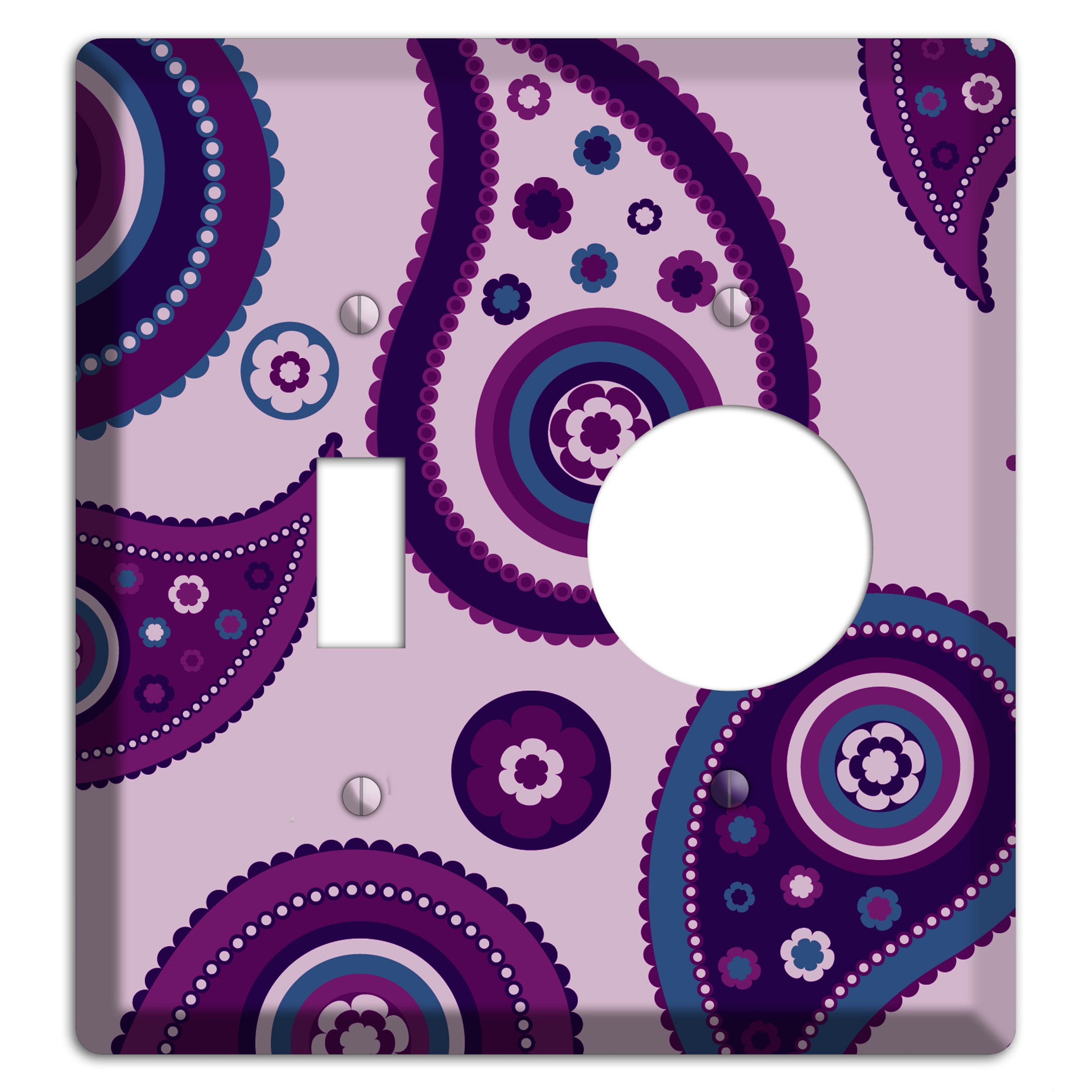 Light Purple Pailsey Toggle / Receptacle Wallplate