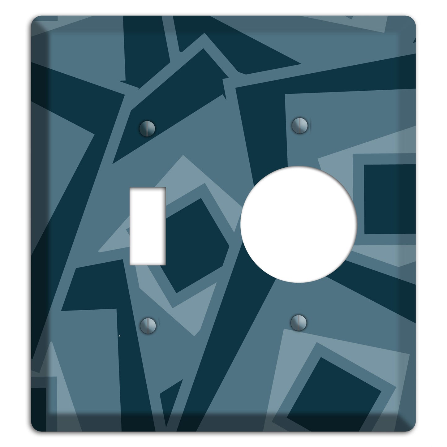 Blue-grey Retro Cubist Toggle / Receptacle Wallplate