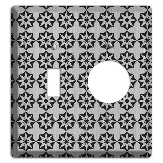 Stainless with Black Foulard Toggle / Receptacle Wallplate