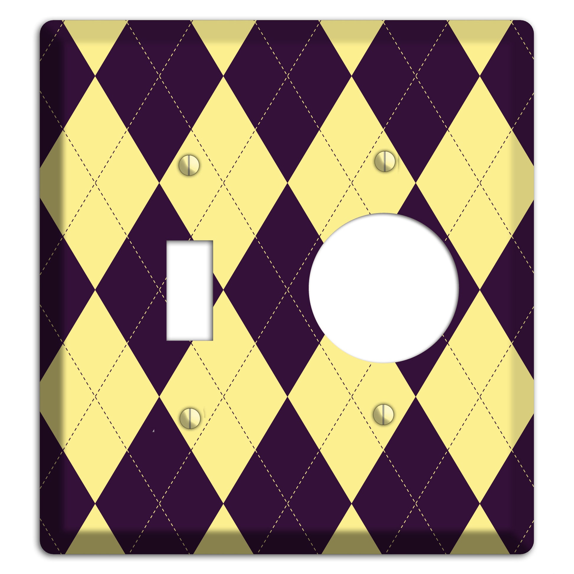 Yellow and Black Argyle Toggle / Receptacle Wallplate