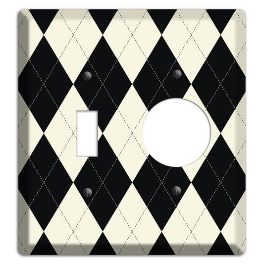 Black and Tan Argyle Toggle / Receptacle Wallplate