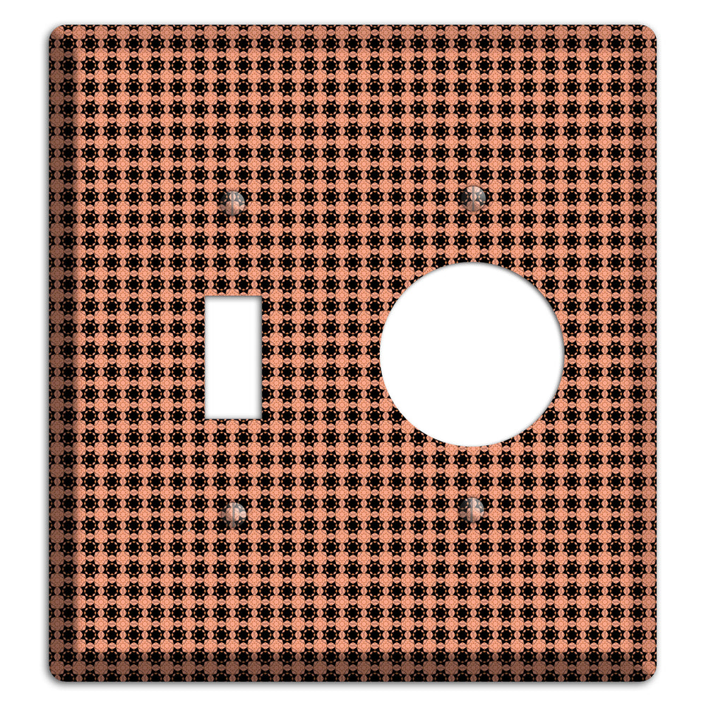 Coral and Black Arabesque Toggle / Receptacle Wallplate