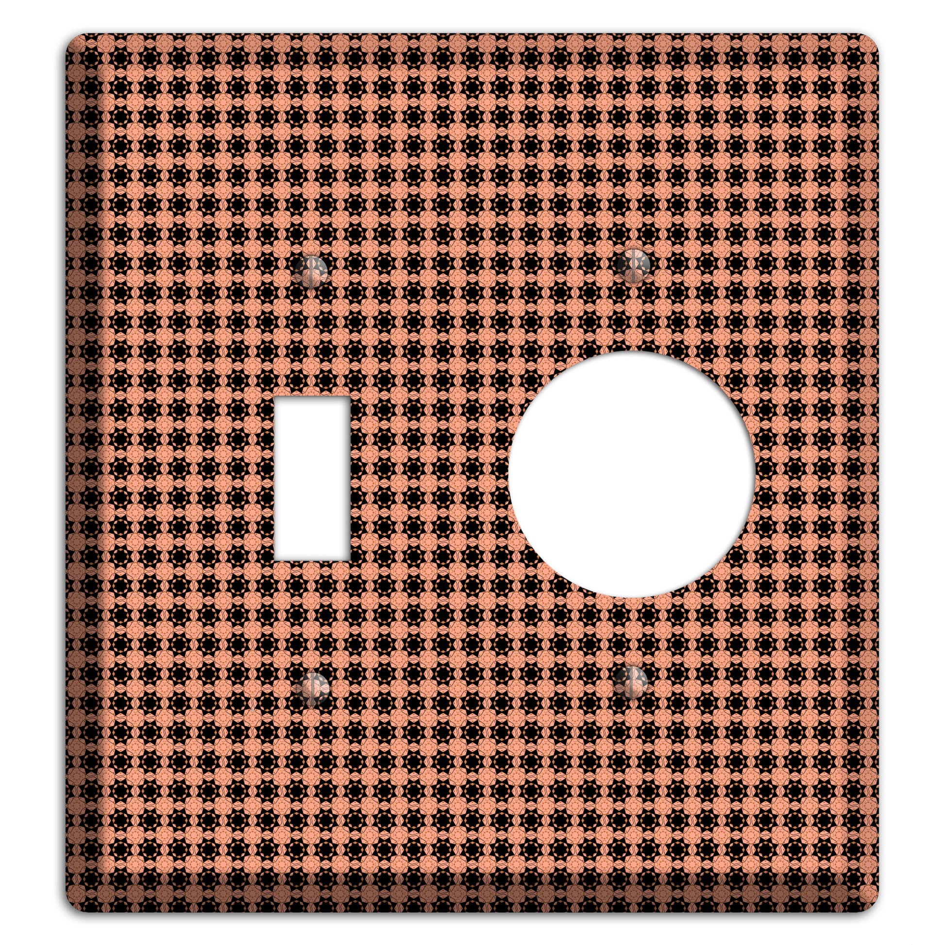 Coral and Black Arabesque Toggle / Receptacle Wallplate