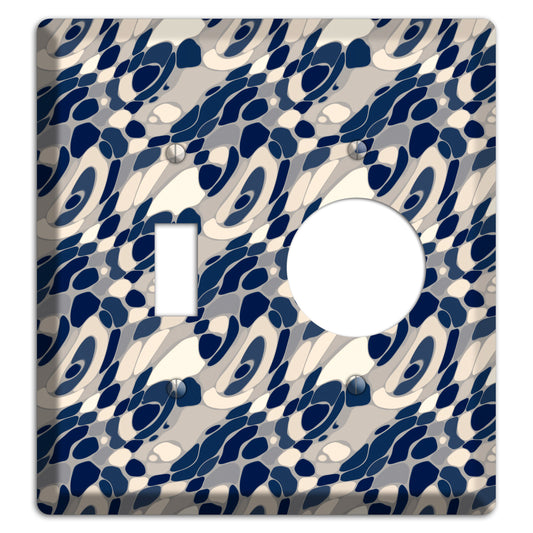 Blue and Beige Large Abstract Toggle / Receptacle Wallplate