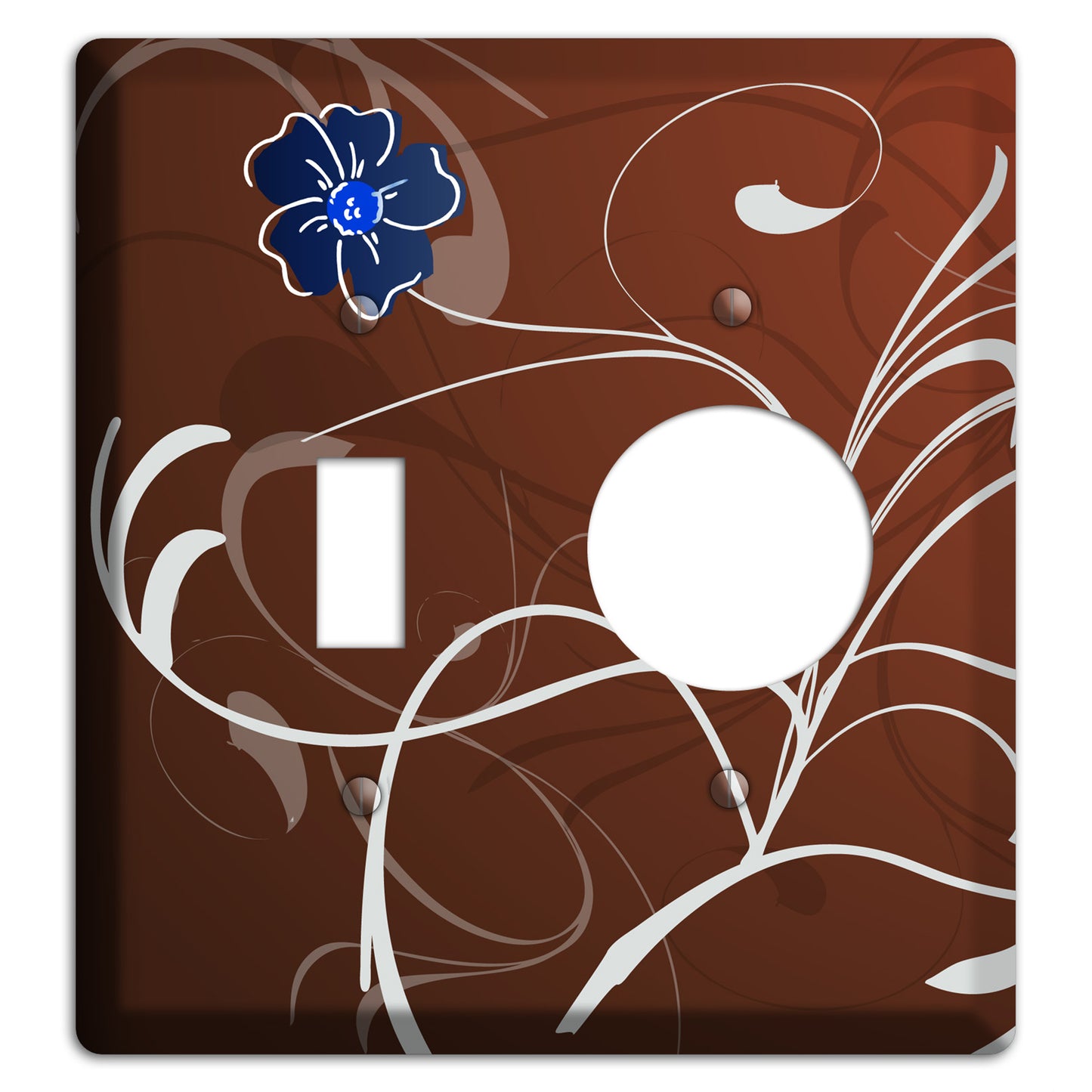Brown Flower with Swirl Toggle / Receptacle Wallplate