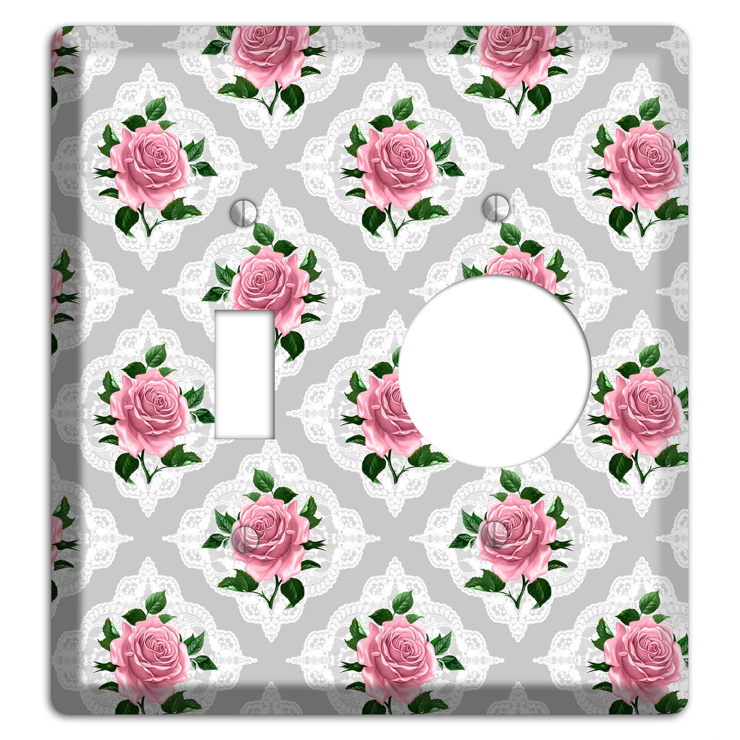 Gray Rose Doily Toggle / Receptacle Wallplate